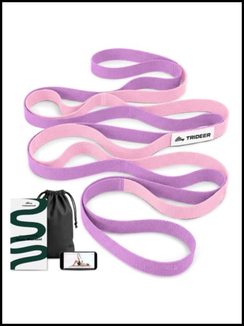 Stretching Strap with 10 Loops Physical Therapy Non-Elastic 81 In